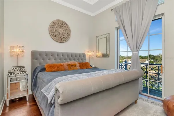 a room with gym equipment and large window