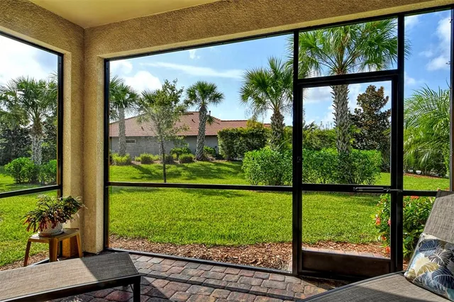 a view of a garden from a living room
