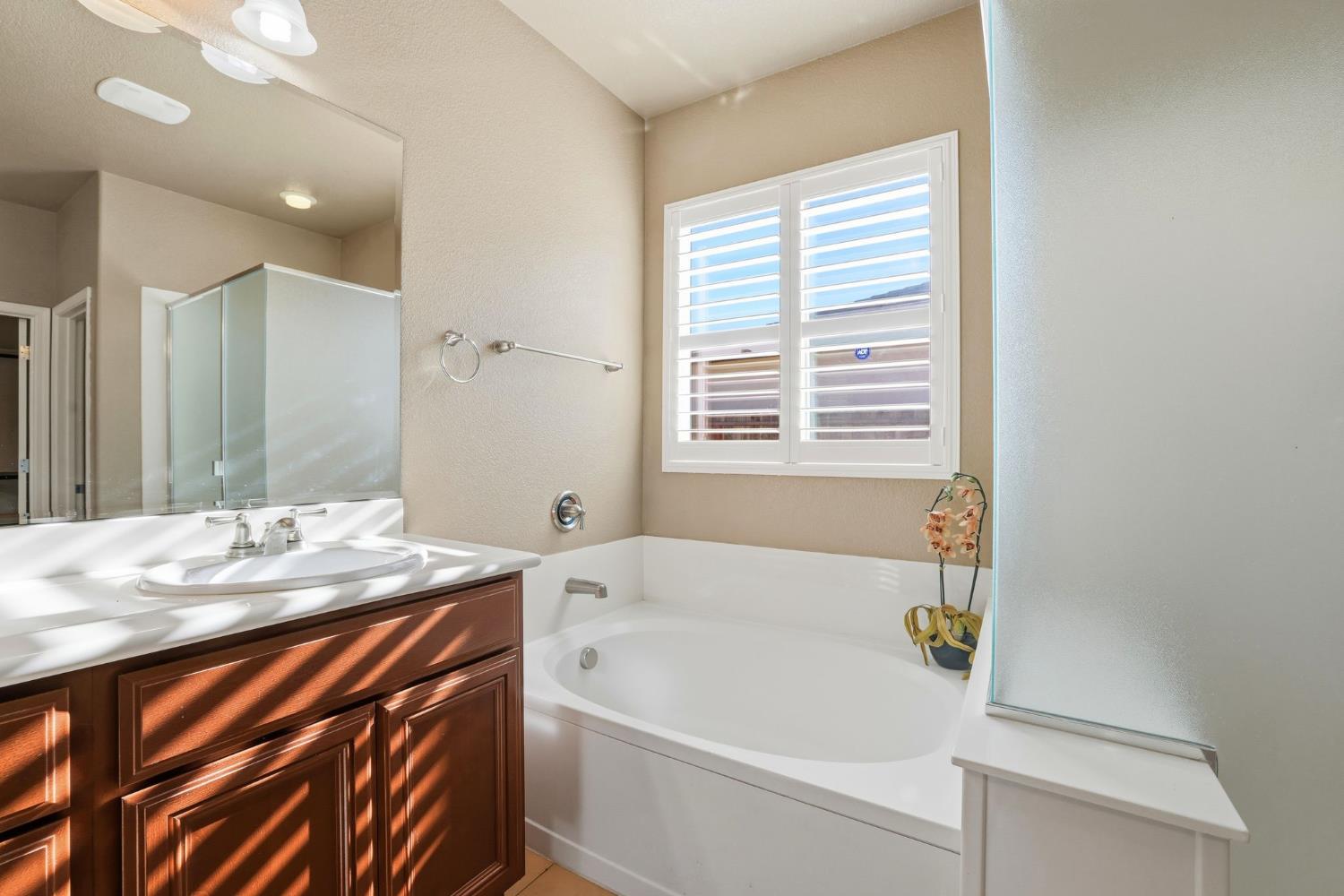 1730 Tasca Lane Manteca, CA 95337 - Photo 50 of 83 a bathroom with a sink a bathtub and a shower