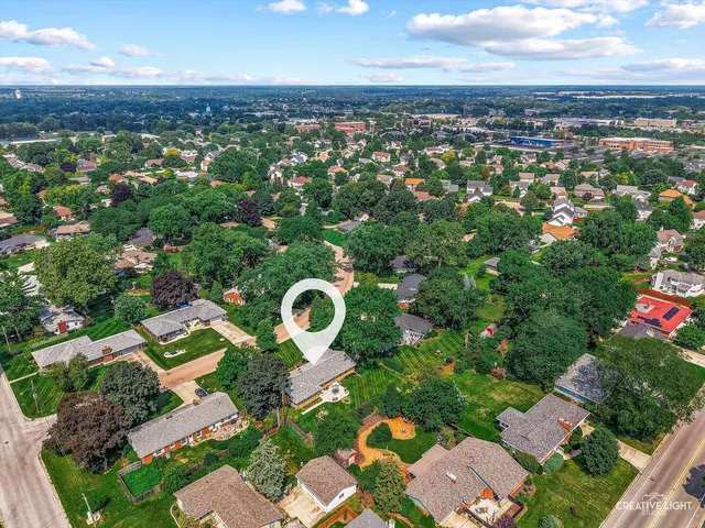 an aerial view of multiple house