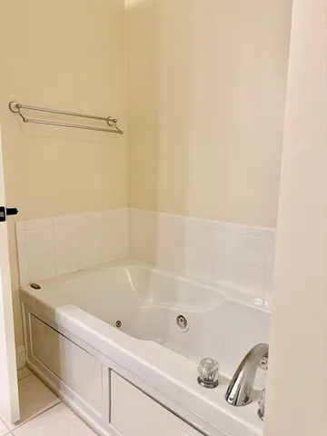 a bathroom with a bathtub