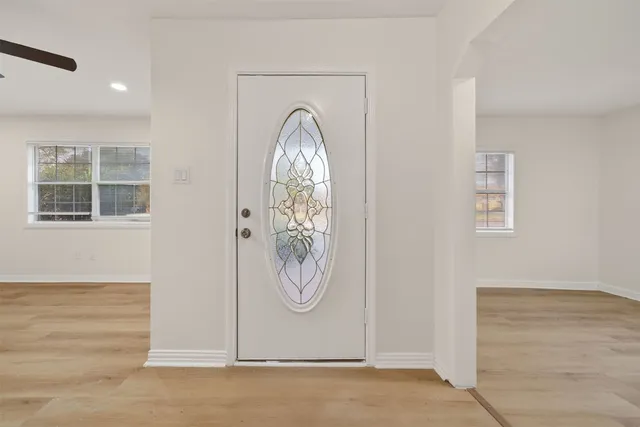 a front view of a house with an entryway