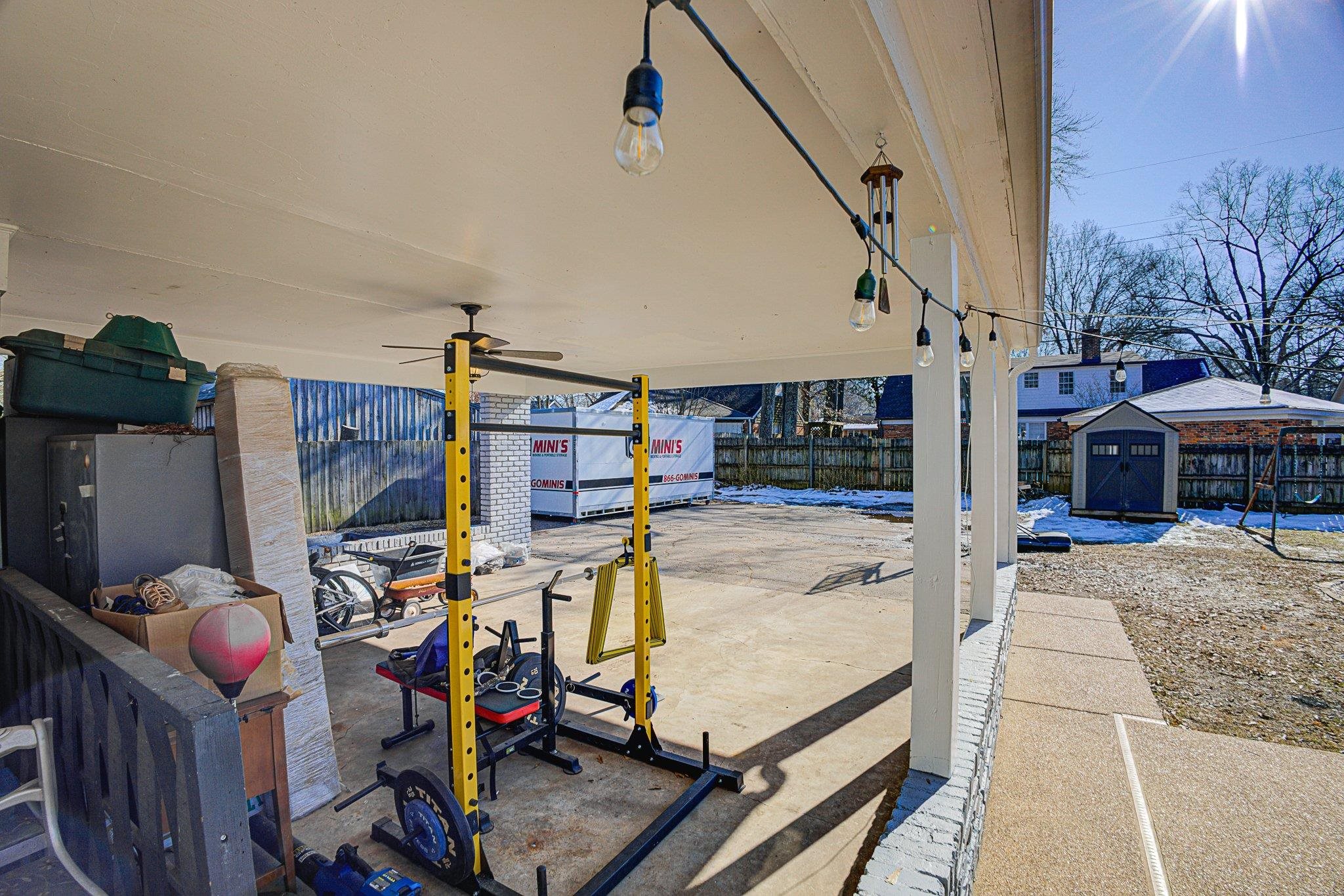 5661 Barfield Road Memphis, TN 38120 - Photo 27 of 31 View of patio / terrace with ceiling fan and a shed
