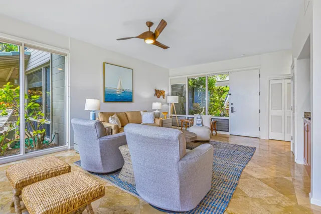 a living room with furniture