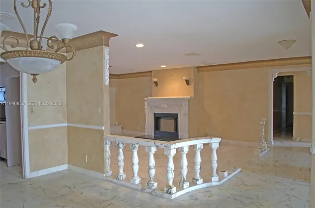 a view of a fireplace in a room