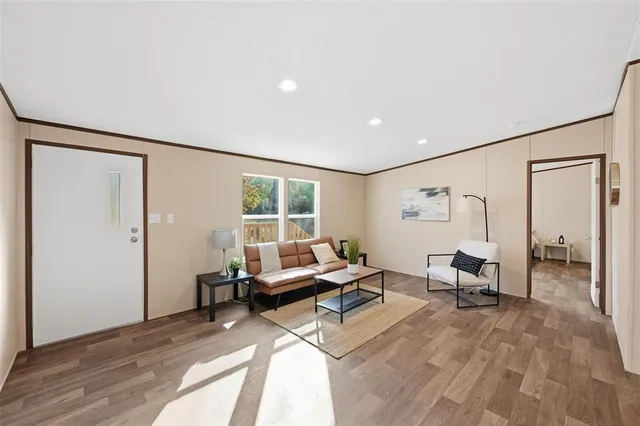 a living room with furniture