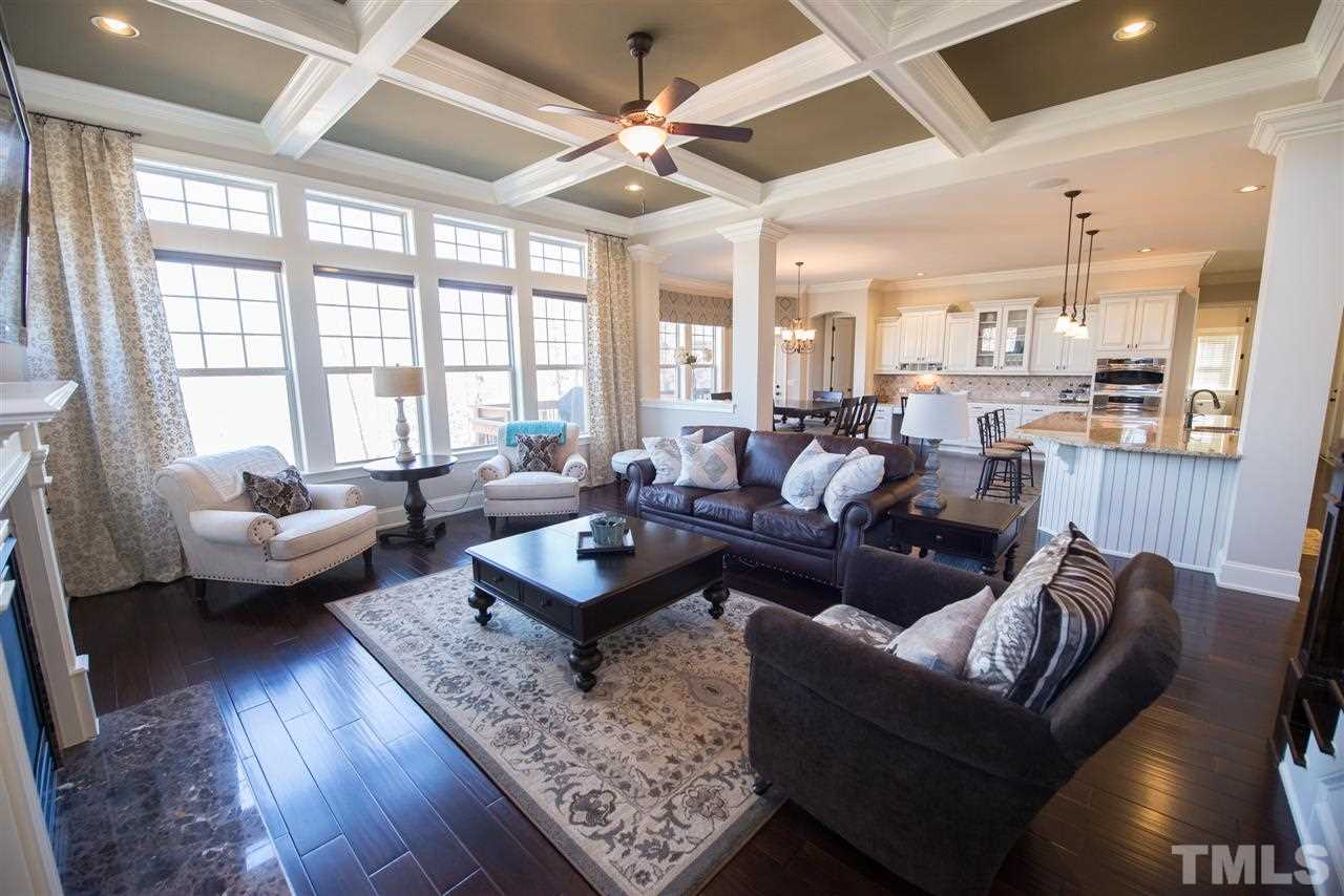 2830 Winter Song Road Raleigh, NC 27614 - Photo 8 of 25 Stunning private wooded view from family room. Check out the beautiful coffered ceiling!