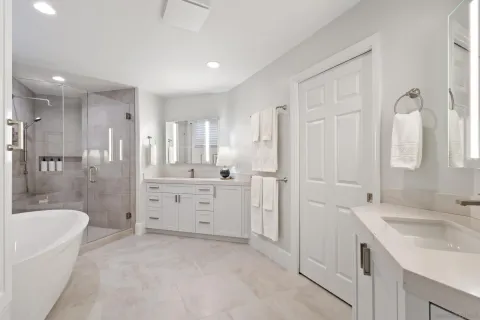 a bathroom with a shower