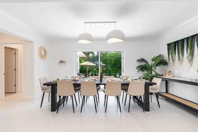 a living room with a couch and a potted plant