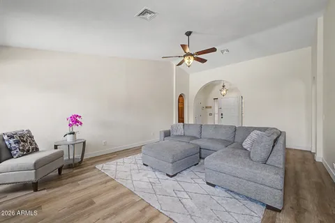 a living room with furniture