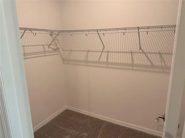 a view of a room with racks on the wall
