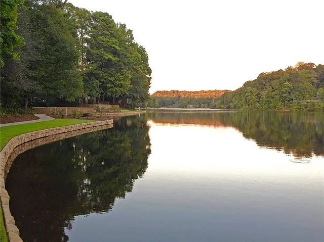 a view of a lake from a balcony