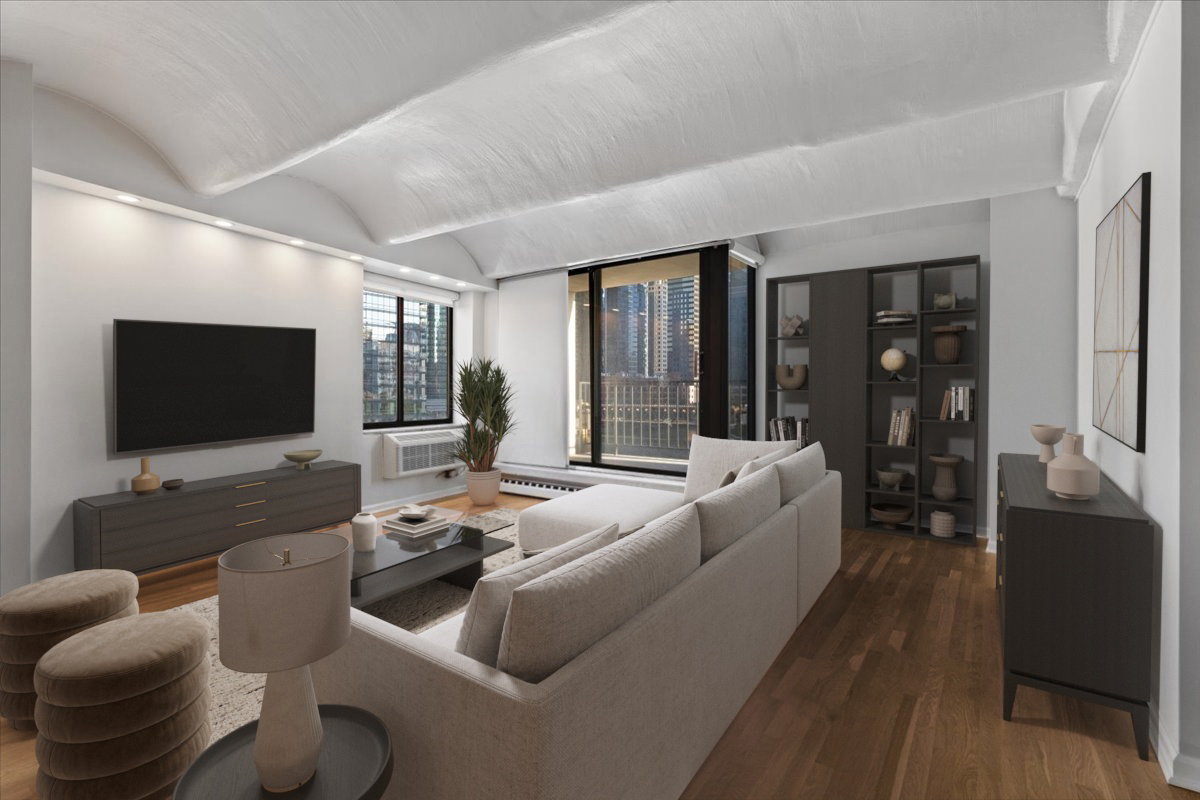 345 North Canal Street, Unit 608 Chicago, IL 60606 - Photo 8 of 27 a living room with furniture and a flat screen tv