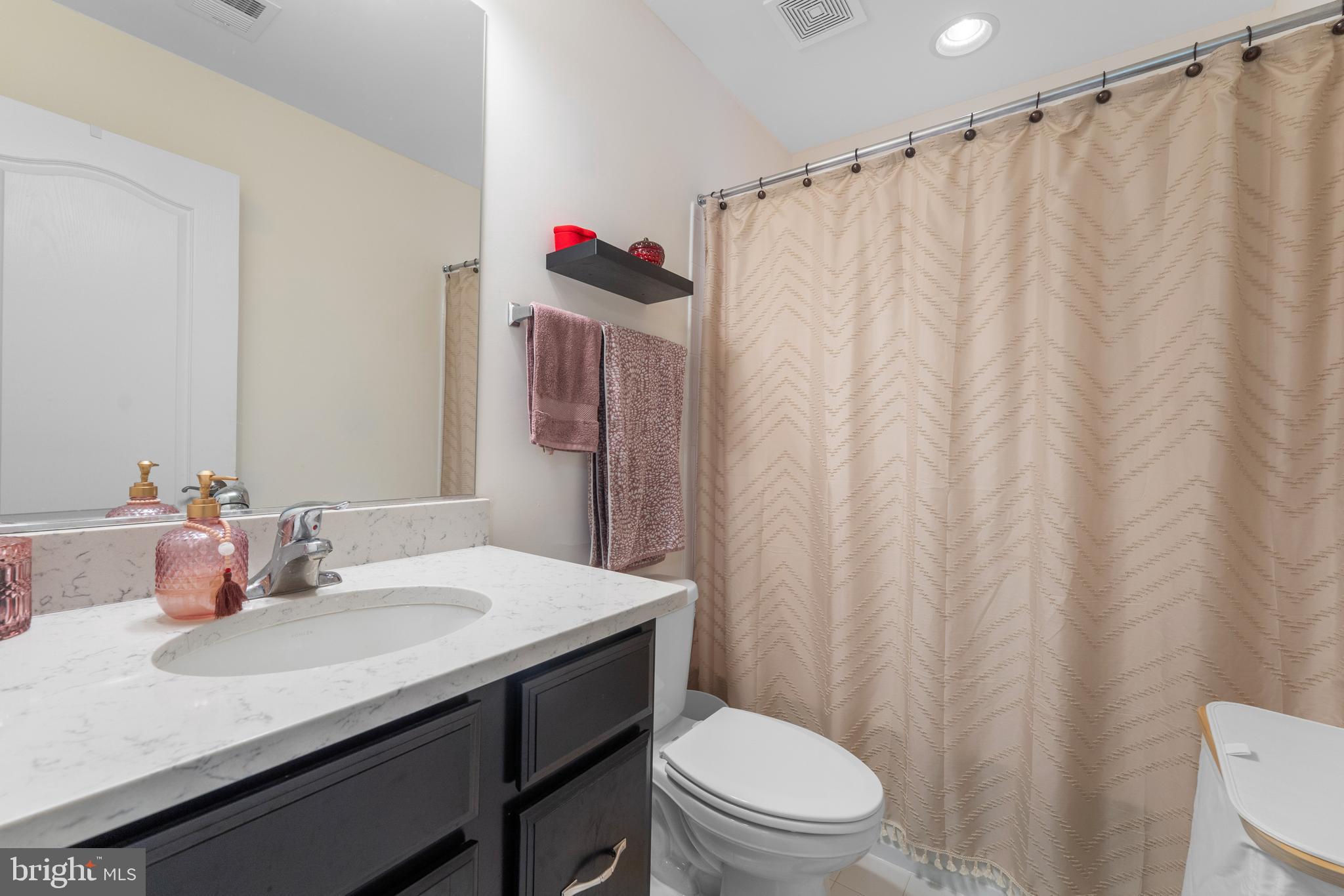 80 Shackelford Well Road Fredericksburg, VA 22406 - Photo 52 of 108 a bathroom with a sink a toilet and shower curtain