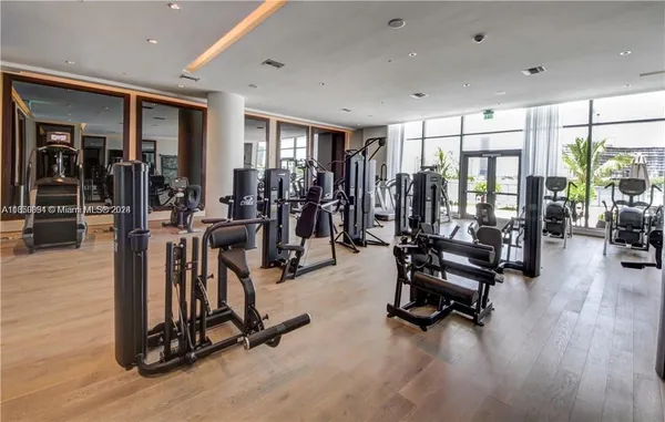 a view of a room with gym equipment