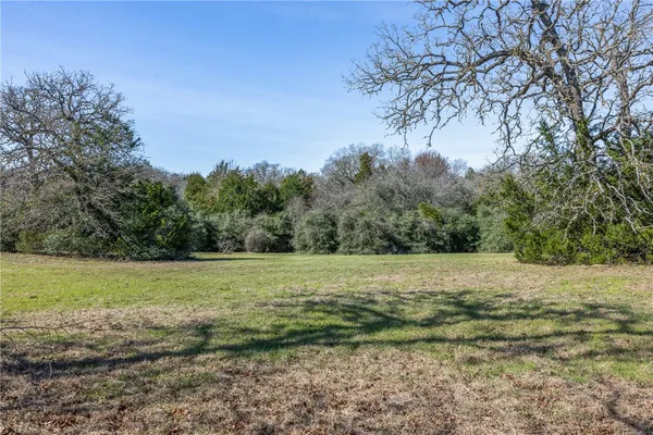 a big yard with lots of green space and trees in the background