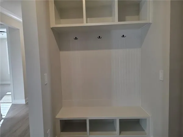 a view of wooden cabinets