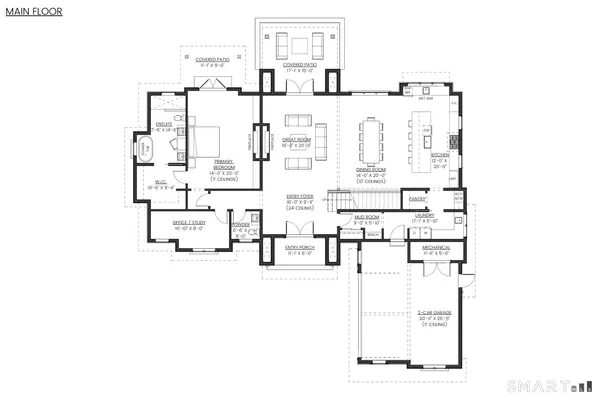 a picture of a bench in front of building