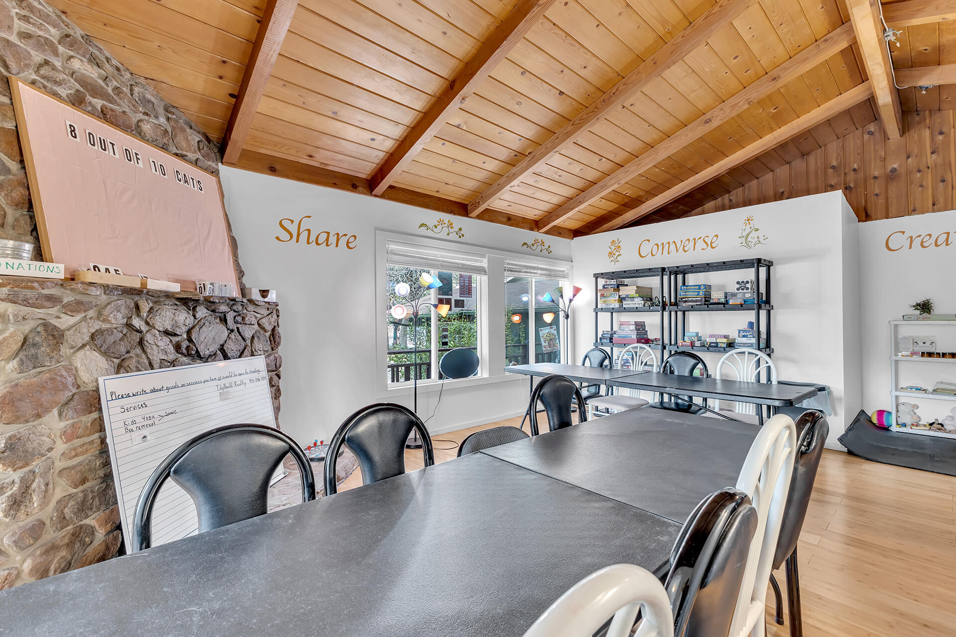 54585 North Circle Drive Idyllwild, CA 92549 - Photo 30 of 58 a view of a dining room with furniture window and outside view