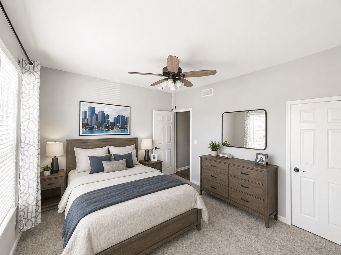 713 Long Ridge Trail Minooka, IL 60447 - Photo 5 of 40 a bedroom with a bed and a chandelier