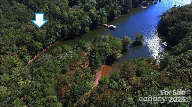 an aerial view of residential house with outdoor space and trees all around