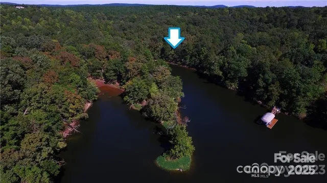 a view of a lake with houses in the back