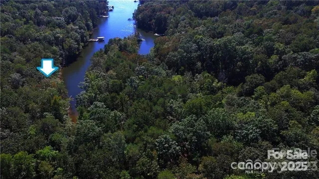an aerial view of residential house with outdoor space and trees all around