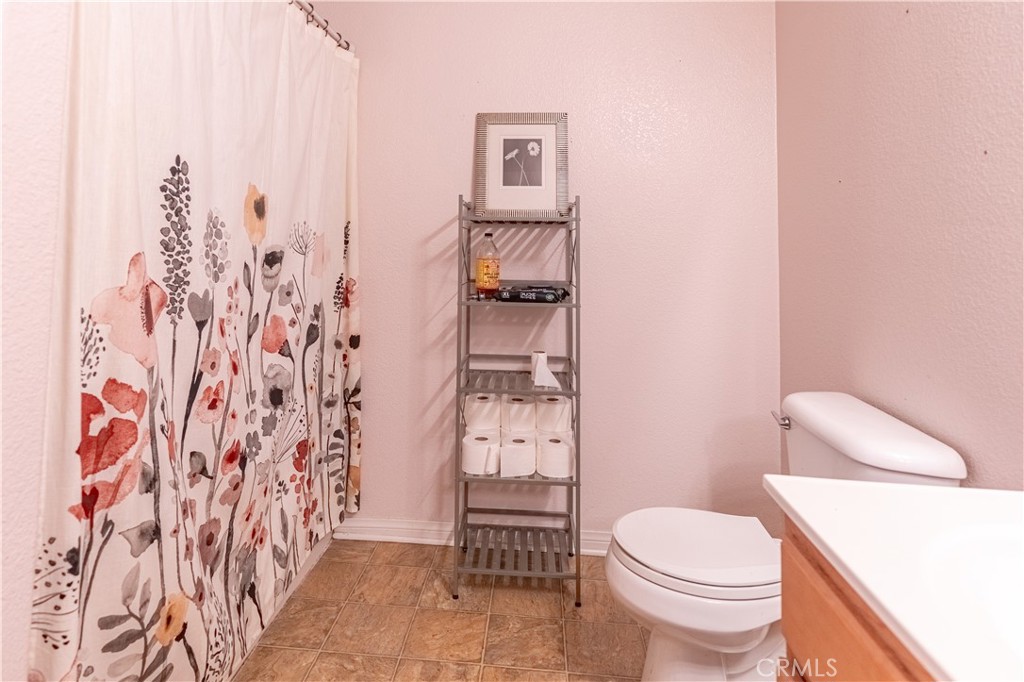 9131 Santa Barbara Drive Riverside, CA 92508 - Photo 16 of 29 a white toilet sitting next to a shower curtain