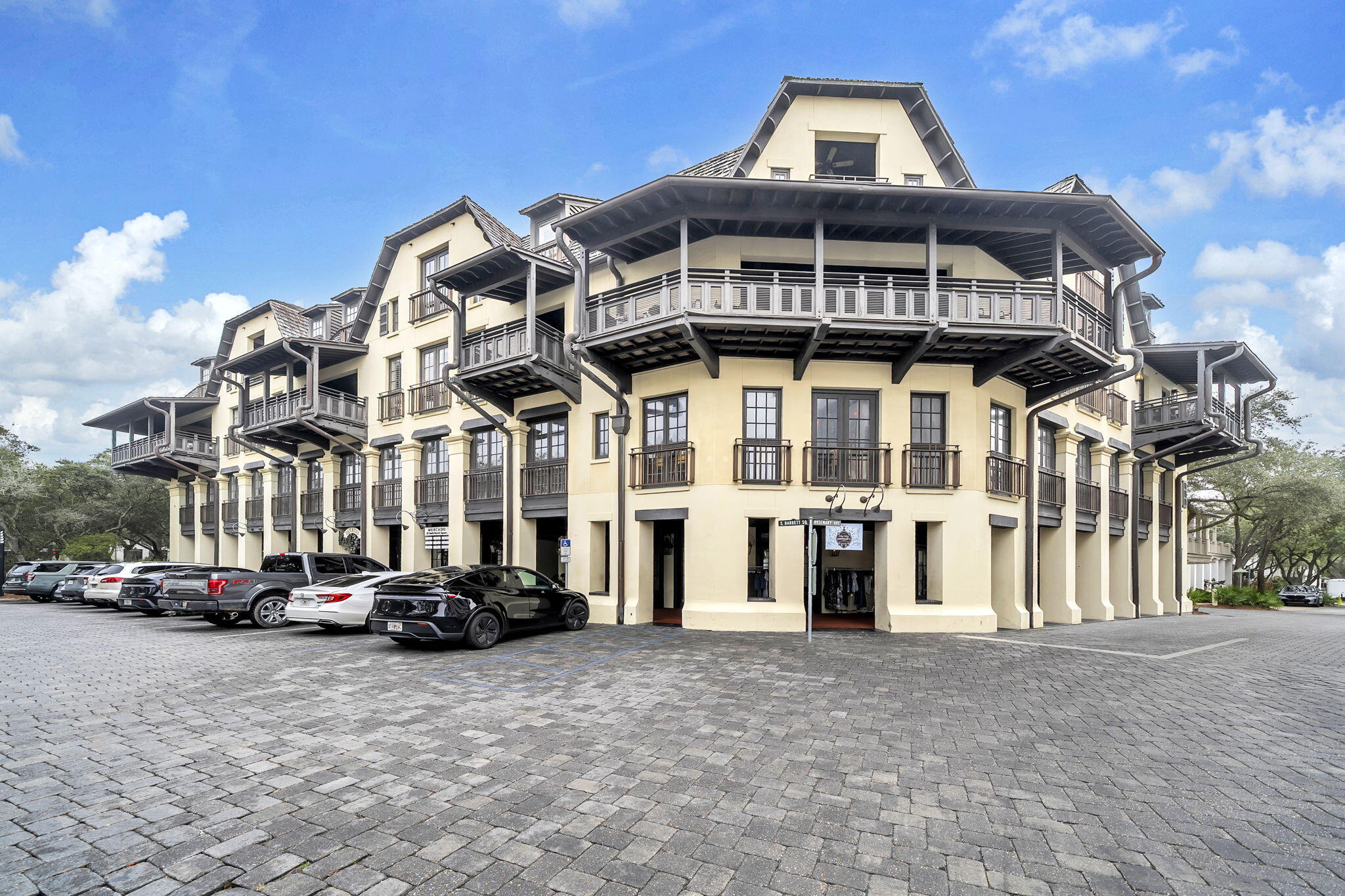 a car parked in front of a building