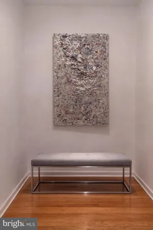 a view of a bench in hallway