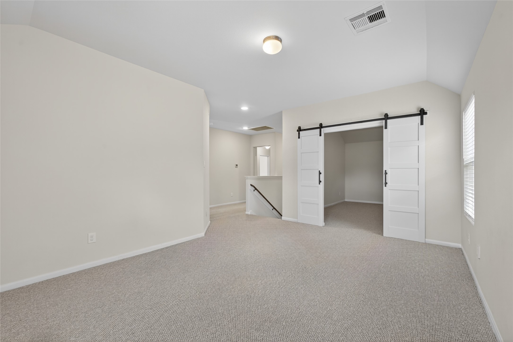 2306 Garden Square Path Spring, TX 77386 - Photo 29 of 49 Large Game Room looking at Media Room with NEW Barn Doors