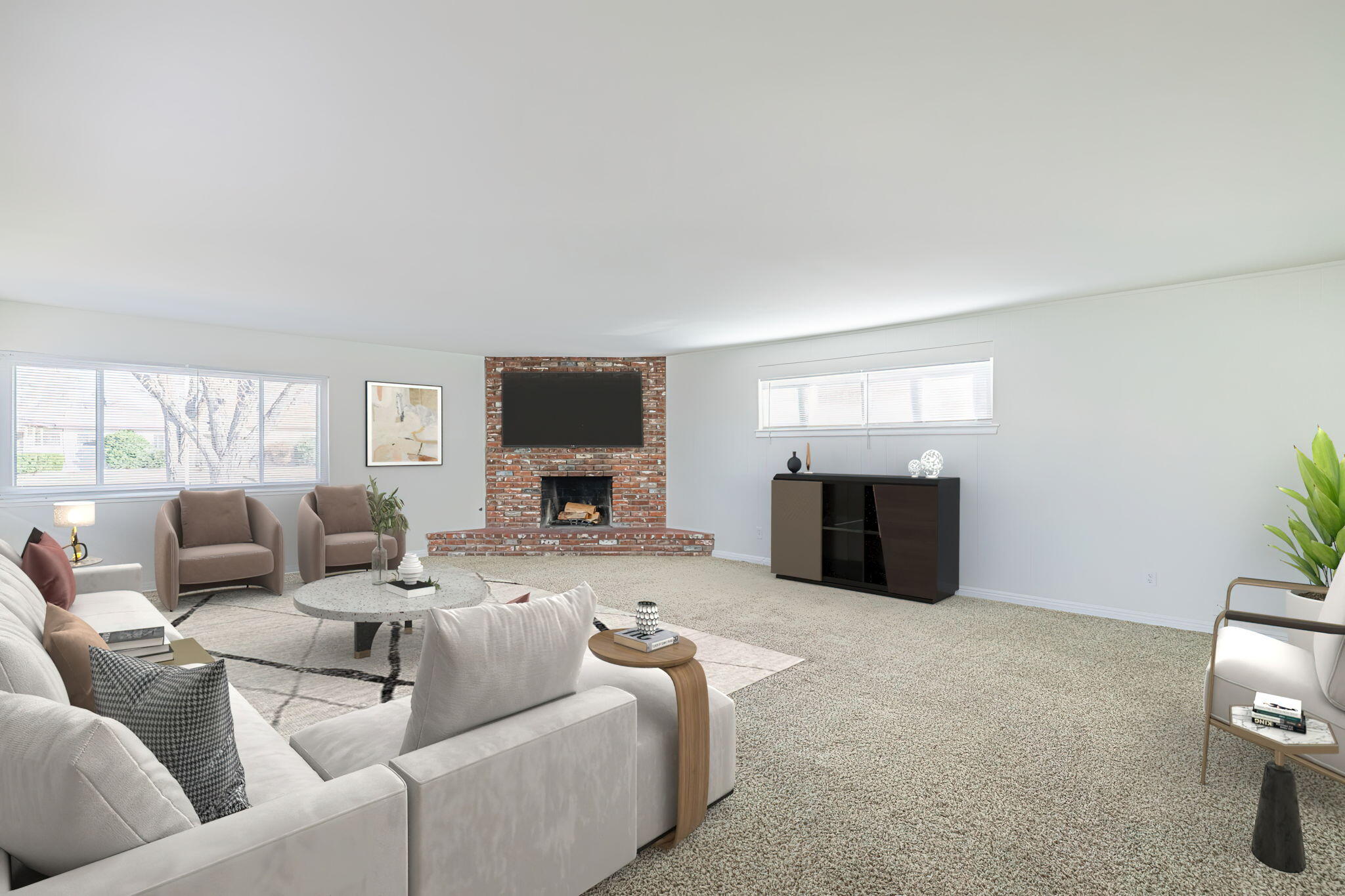 44015 Elm Avenue Lancaster, CA 93534 - Photo 4 of 22 a living room with furniture a flat screen tv and a large window