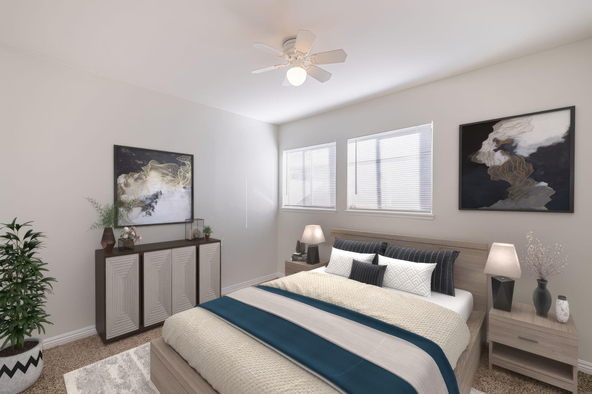 44015 Elm Avenue Lancaster, CA 93534 - Photo 9 of 22 a bedroom with a bed and a painting on the wall