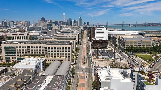 a view of a city with tall buildings