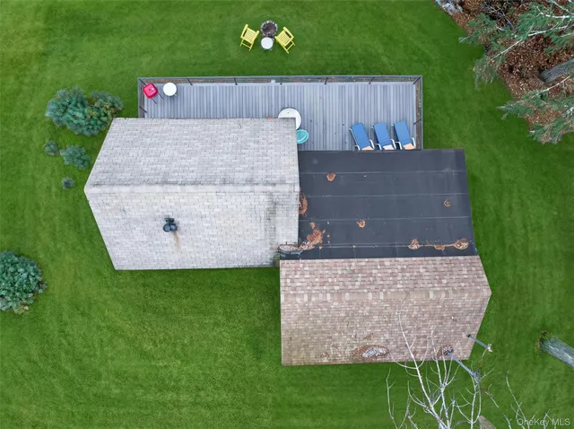 an aerial view of a house