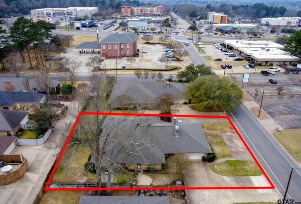 an aerial view of an outdoor space