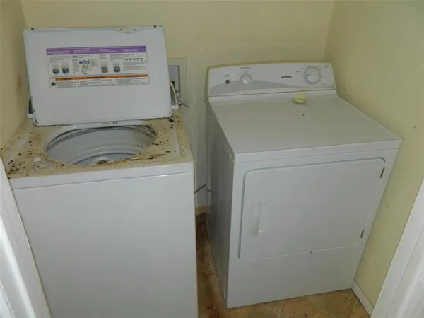 a view of a room with a window