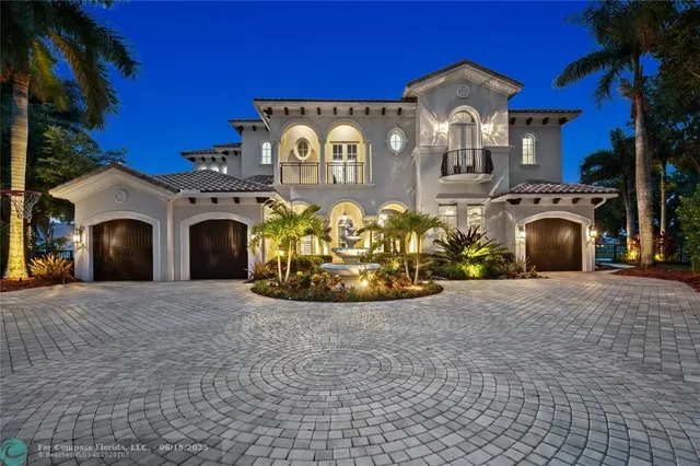 a view of a park with palm trees