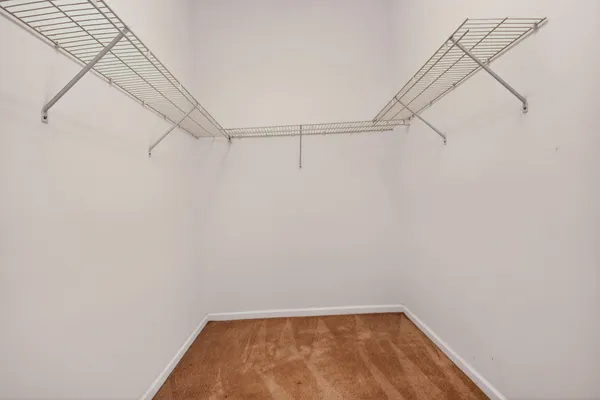 a view of small space with racks on the wall