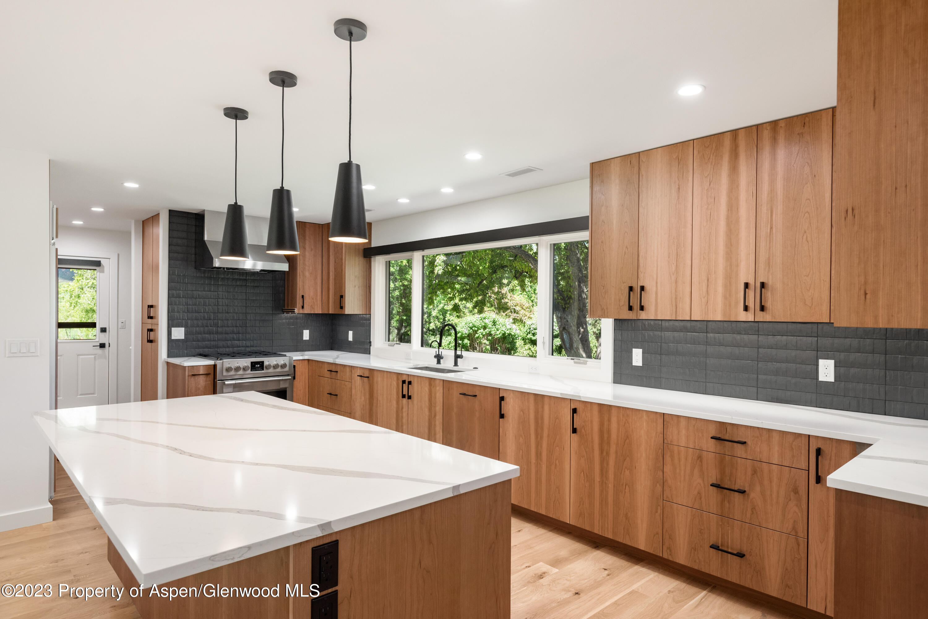 210 Horseshoe Drive Basalt, CO 81621 - Photo 8 of 52 a kitchen with stainless steel appliances kitchen island granite countertop a sink a stove and a wooden floors