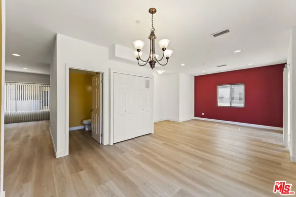 a view of a livingroom with a chandelier