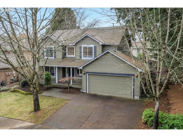 a view of outdoor space yard and garage