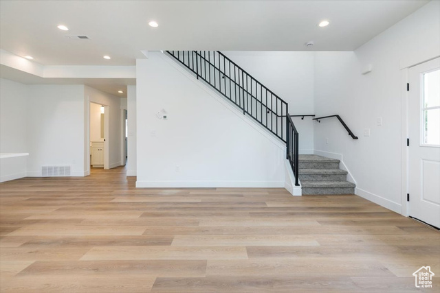 195 West 300 North Logan, UT 84321 - Photo 11 of 20 Foyer featuring recessed lighting, stairs, and light wood finished floors