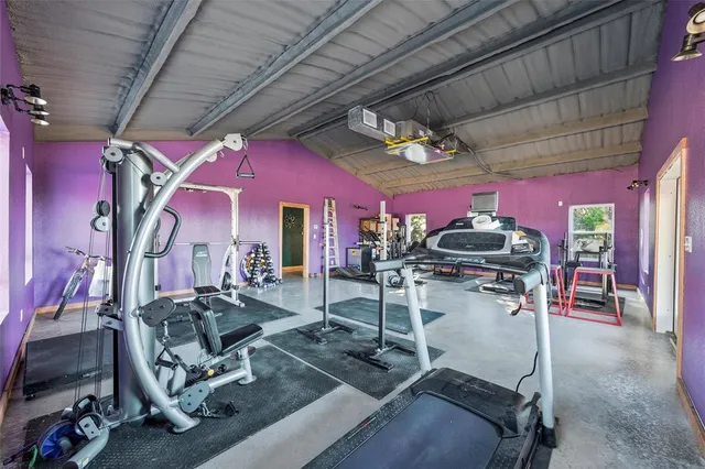 a room with gym equipment