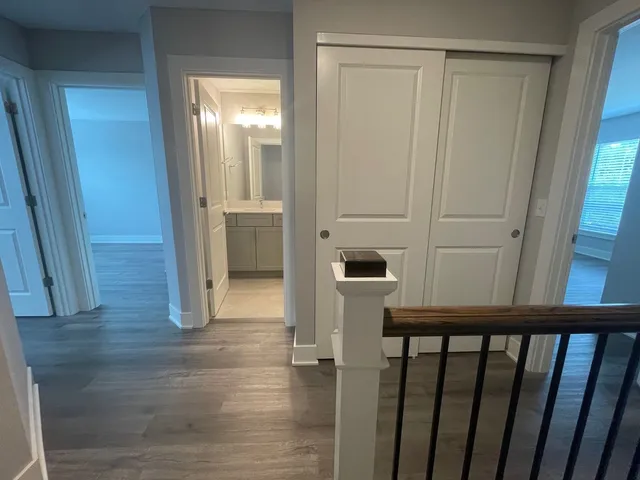 a view of entryway with wooden floor