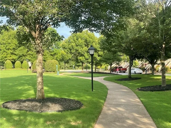 a view of a park with tree s