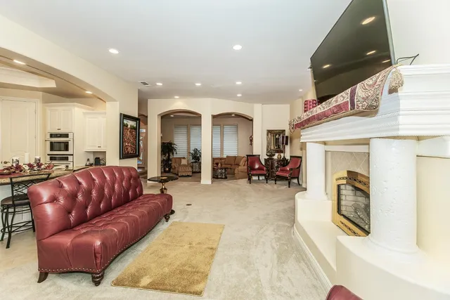 a view of a dining room and livingroom view