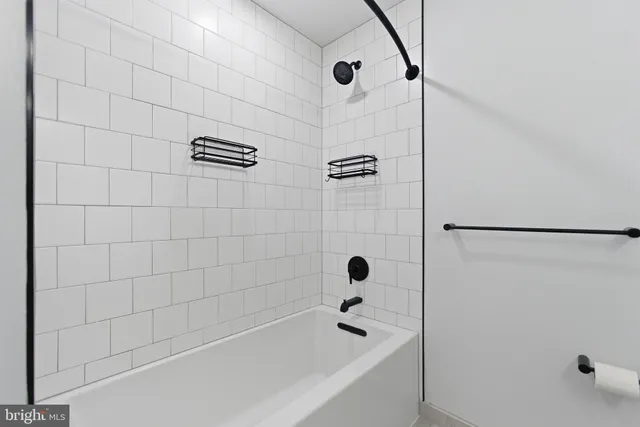 a bathroom with a bathtub