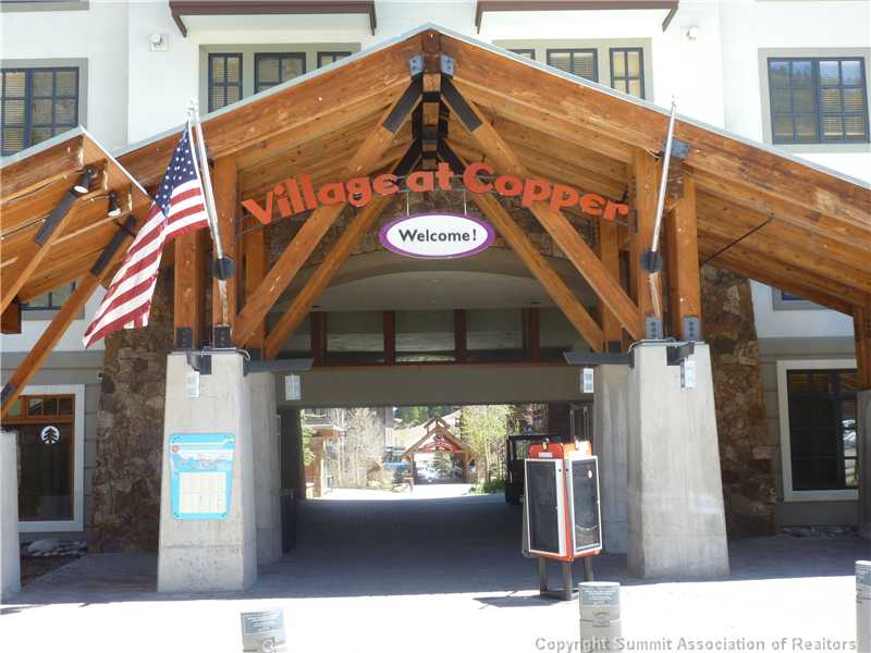 Exterior Front. Passage Point Condos are the entrance to the VILLAGE AT COPPER...enter to find all the fun, restaurants, ski tickets, ski lifts...and more...