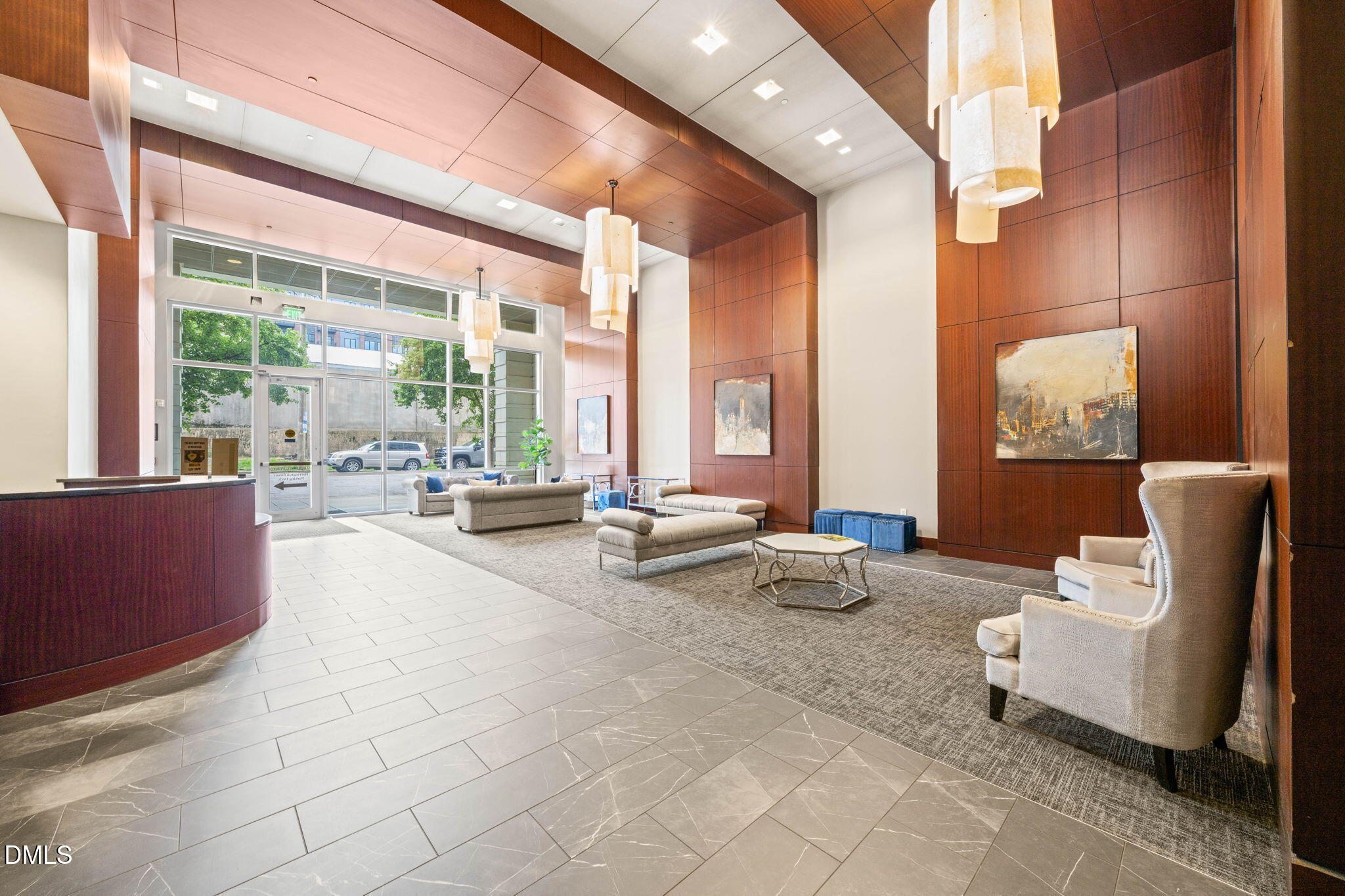 400 West North Street, Unit 1218 Raleigh, NC 27603 - Photo 41 of 41 a lobby with furniture and floor to ceiling window
